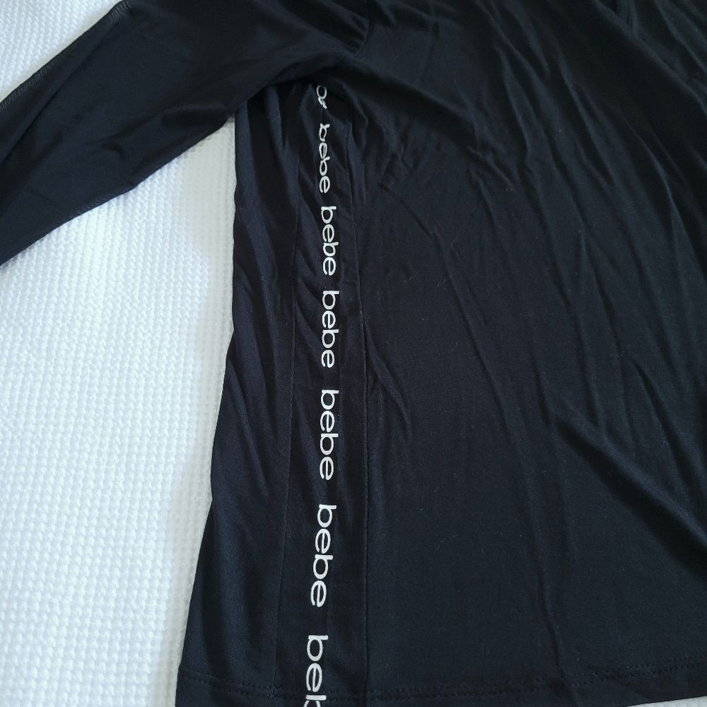 bebe Black🖤 Mini Logo Tape Lightweight Hoodie - NWT - Picture 6 of 16